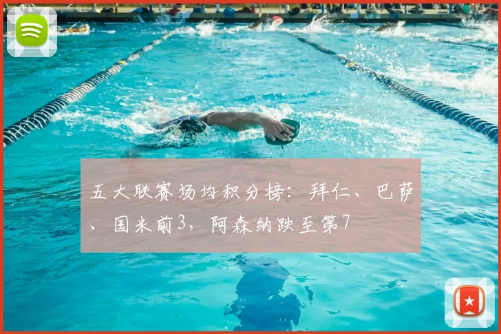 五大联赛场均积分榜：拜仁、巴萨、国米前3，阿森纳跌至第7